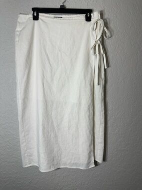 Women's White Wrap Tie Midi Skirt